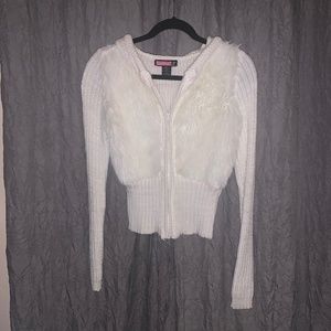 Hooded Faux Fur Zippered Sweater